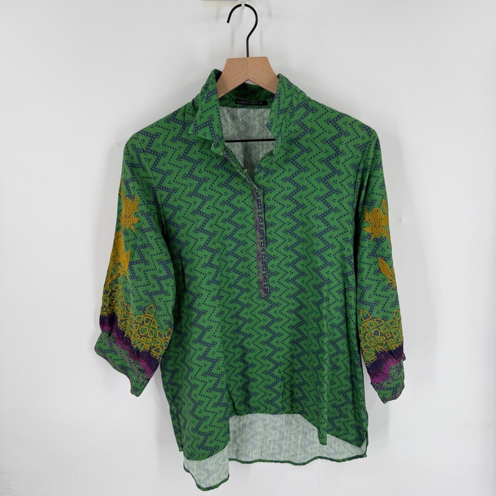 Limelight Kurta Top Medium Geometric Floral Embroidered Boho Tunic Eclectic